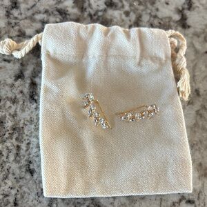 Gold Crystal Ear Climbers - Clear Stones